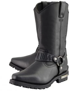 Milwaukee Leather MBM9015 Men's Black 11 Inch Western Style Harness Boots Riding Gear