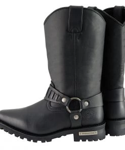 Milwaukee Leather MBM9015 Men's Black 11 Inch Western Style Harness Boots Riding Gear