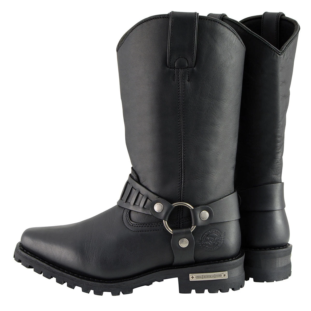 Milwaukee Leather MBM9015 Men's Black 11 Inch Western Style Harness Boots Riding Gear