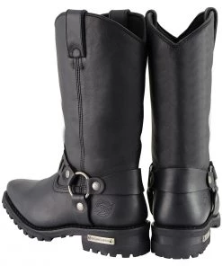 Milwaukee Leather MBM9015 Men's Black 11 Inch Western Style Harness Boots Riding Gear