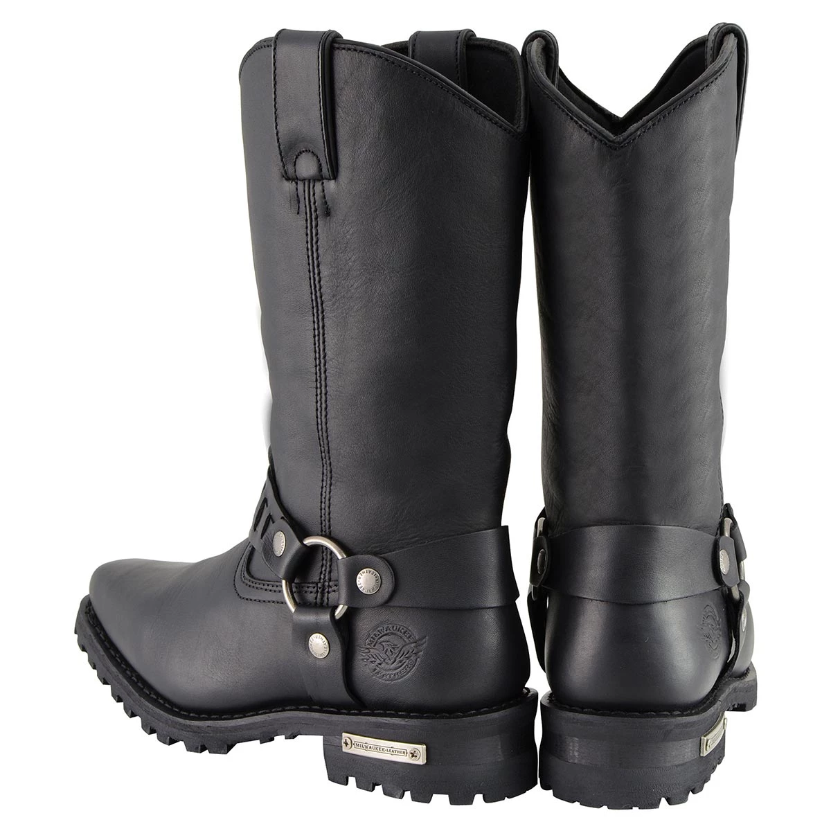 Milwaukee Leather MBM9015 Men's Black 11 Inch Western Style Harness Boots Riding Gear