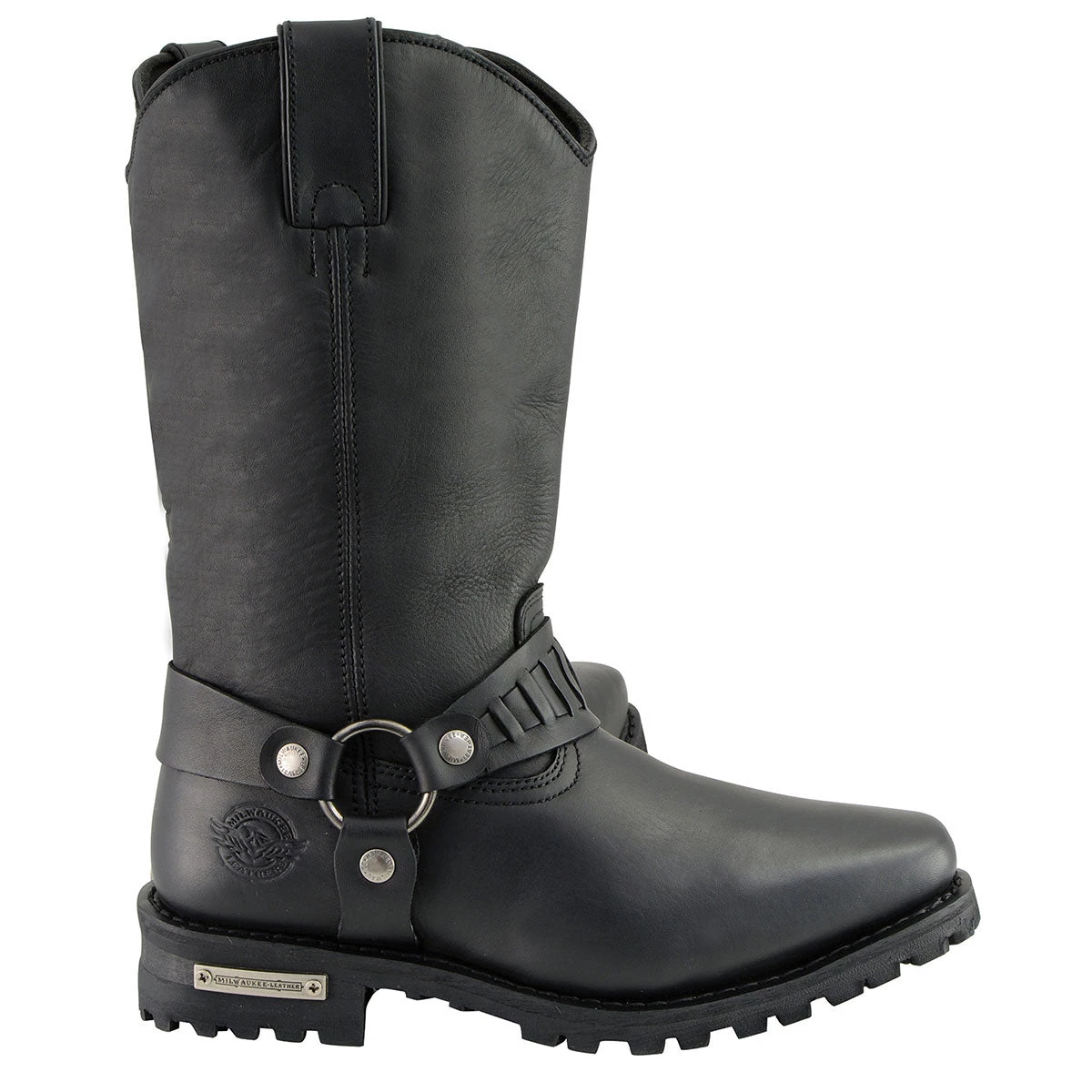 Milwaukee Leather MBM9015 Men's Black 11 Inch Western Style Harness Boots Riding Gear