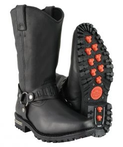 Milwaukee Leather MBM9015 Men's Black 11 Inch Western Style Harness Boots Riding Gear