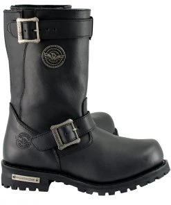 Milwaukee Leather MBM9020 Men's Black 11-Inch Classic Engineer Motorcycle Leather Boots Riding Gear