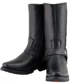 Milwaukee Leather MBM9025 Men's Black Harness Boots With Braid And Riveted Details Riding Gear