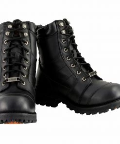 Milwaukee Leather MBM9030W Men's Black 'Wide-Width' 8-inch Lace-Up Classic Logger Boots