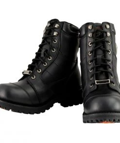 Milwaukee Leather MBM9030W Men's Black'Wide-Width' 8-inch Lace-Up Classic Logger Boots