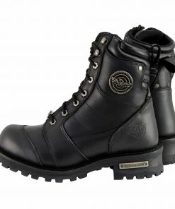 Milwaukee Leather MBM9030 Men's Black 8-inch Lace-Up Classic Logger Boots Riding Gear