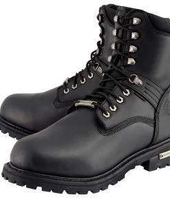 Milwaukee Leather MBM9036WP Men's Black'Wide Width' 7-inch Lace To Toe Waterproof Leather Boots