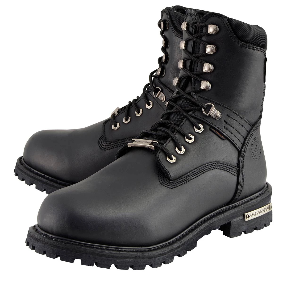 Milwaukee Leather MBM9036WP Men's Black 'Wide Width' 7-inch Lace To Toe Waterproof Leather Boots