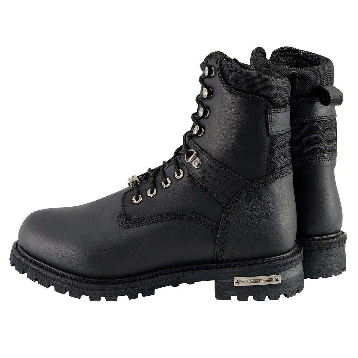 Milwaukee Leather MBM9036WP Men's Black 'Wide Width' 7-inch Lace To Toe Waterproof Leather Boots