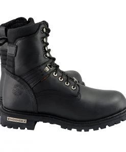 Milwaukee Leather MBM9036WP Men's Black'Wide Width' 7-inch Lace To Toe Waterproof Leather Boots