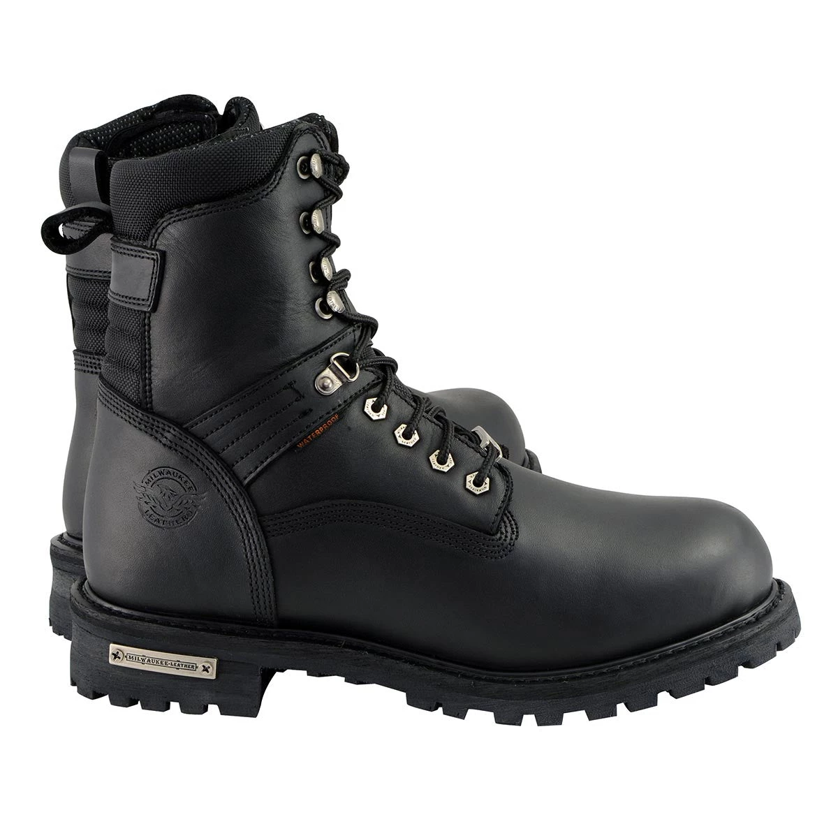 Milwaukee Leather MBM9036WP Men's Black 'Wide Width' 7-inch Lace To Toe Waterproof Leather Boots