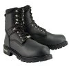 Milwaukee Leather MBM9036WP Men's Black 'Wide Width' 7-inch Lace To Toe Waterproof Leather Boots