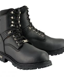 Milwaukee Leather MBM9036WP Men's Black'Wide Width' 7-inch Lace To Toe Waterproof Leather Boots