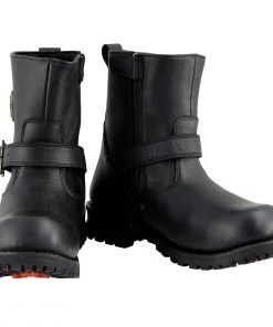 Milwaukee Leather MBM9040W Men's Black'Wide Width' 6-inch Classic Engineer Boots With Side Zipper Riding Gear