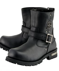 Milwaukee Leather MBM9040W Men's Black'Wide Width' 6-inch Classic Engineer Boots With Side Zipper Riding Gear