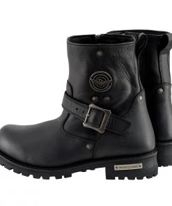 Milwaukee Leather MBM9040W Men's Black'Wide Width' 6-inch Classic Engineer Boots With Side Zipper Riding Gear