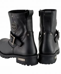 Milwaukee Leather MBM9040W Men's Black'Wide Width' 6-inch Classic Engineer Boots With Side Zipper Riding Gear
