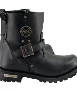 Milwaukee Leather MBM9040W Men's Black'Wide Width' 6-inch Classic Engineer Boots With Side Zipper Riding Gear