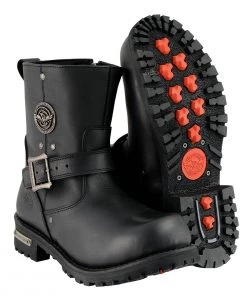 Milwaukee Leather MBM9040W Men's Black'Wide Width' 6-inch Classic Engineer Boots With Side Zipper Riding Gear