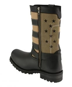 Riding Gear Milwaukee Leather MBM9045 Men's Stars And Stripes Black With Tan Motorcycle Harness Boots