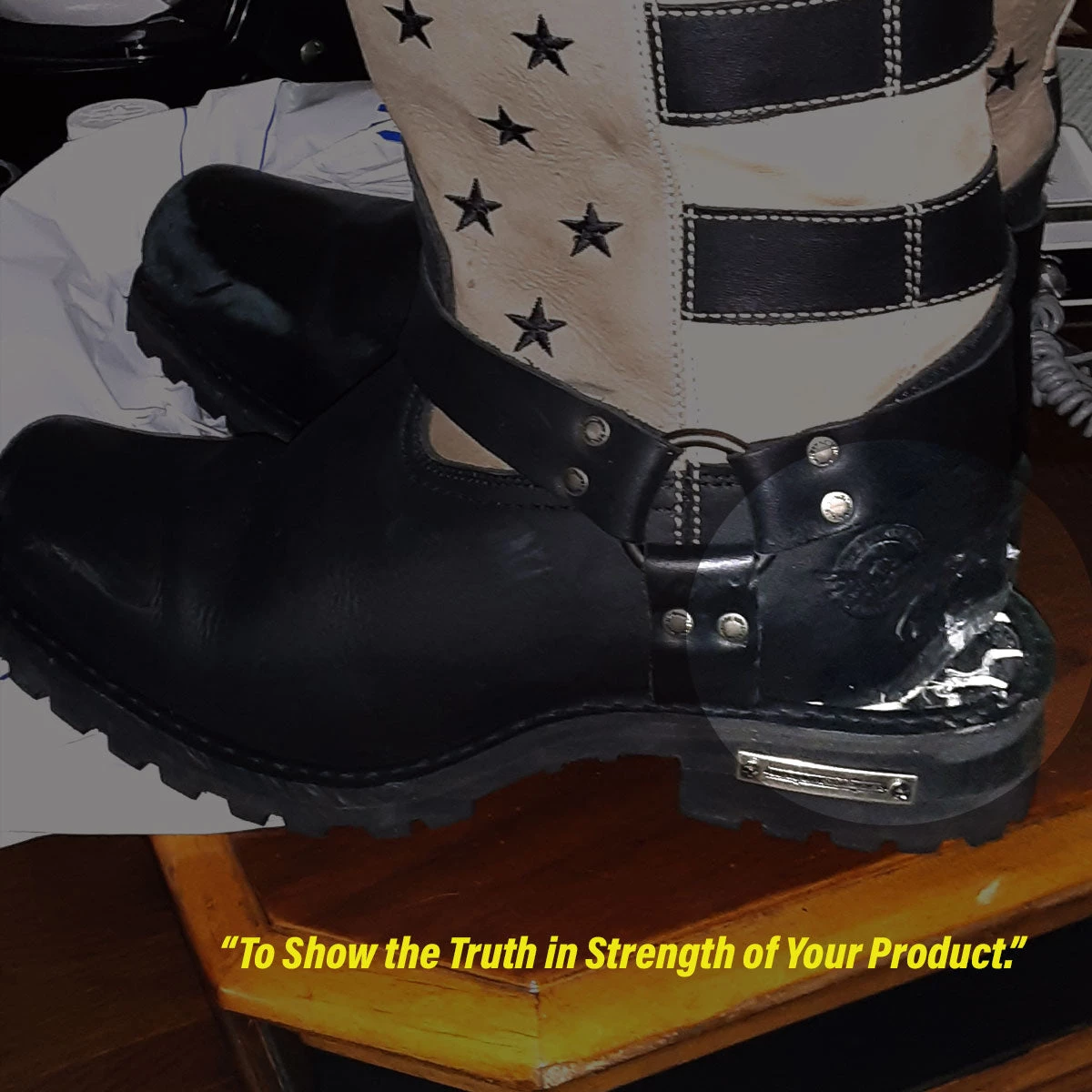 Riding Gear Milwaukee Leather MBM9045 Men's Stars And Stripes Black With Tan Motorcycle Harness Boots