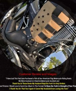 Riding Gear Milwaukee Leather MBM9045 Men's Stars And Stripes Black With Tan Motorcycle Harness Boots