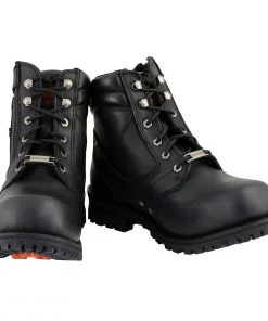 Riding Gear Milwaukee Leather MBM9050W Men's Wide Width Black 6 Inch Lace-Up Boots With Zipper Closure