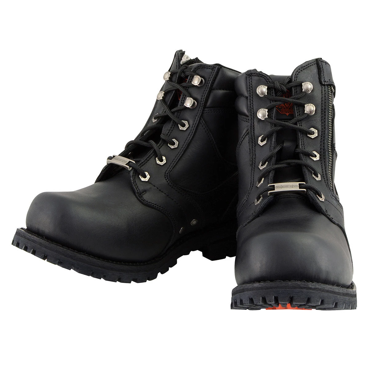 Milwaukee Leather MBM9050 Men's Black 6 Inch Lace-Up Boots With Zipper Closure Riding Gear