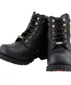 Riding Gear Milwaukee Leather MBM9050W Men's Wide Width Black 6 Inch Lace-Up Boots With Zipper Closure
