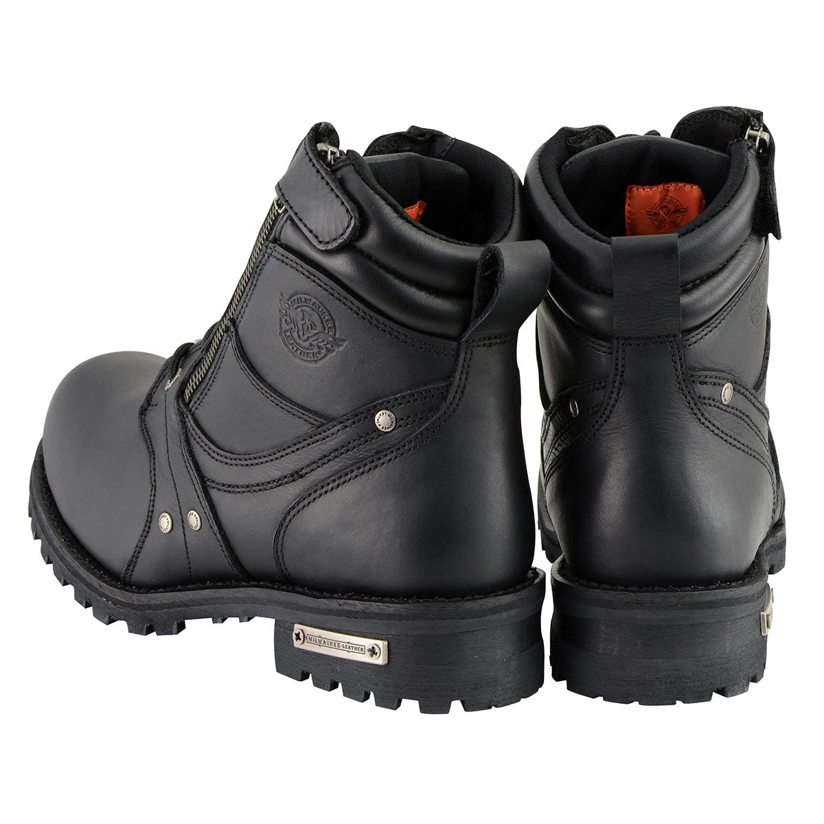 Milwaukee Leather MBM9050 Men's Black 6 Inch Lace-Up Boots With Zipper Closure Riding Gear