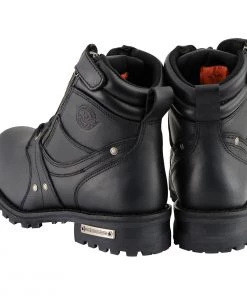 Riding Gear Milwaukee Leather MBM9050W Men's Wide Width Black 6 Inch Lace-Up Boots With Zipper Closure