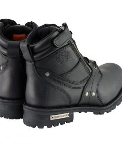 Riding Gear Milwaukee Leather MBM9050W Men's Wide Width Black 6 Inch Lace-Up Boots With Zipper Closure