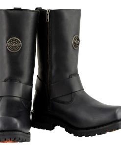 Milwaukee Leather MBM9060W Men's Black'Wide-Width' 11-inch Classic Harness Square Toe Boots