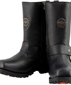 Milwaukee Leather MBM9060W Men's Black'Wide-Width' 11-inch Classic Harness Square Toe Boots