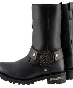 Milwaukee Leather MBM9060W Men's Black'Wide-Width' 11-inch Classic Harness Square Toe Boots