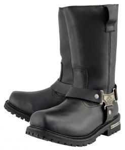 Milwaukee Leather MBM9061WP Men’s Black 11-inch'Wide Width' Waterproof Harness Square Toe Boot Riding Gear