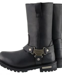 Milwaukee Leather MBM9061WP Men’s Black 11-inch'Wide Width' Waterproof Harness Square Toe Boot Riding Gear