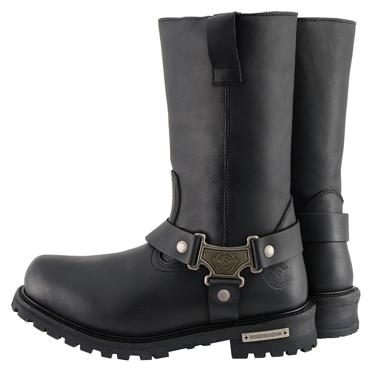 Milwaukee Leather MBM9061WP Men’s Black 11-inch 'Wide Width' Waterproof Harness Square Toe Boot Riding Gear
