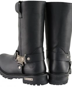 Milwaukee Leather MBM9061WP Men’s Black 11-inch'Wide Width' Waterproof Harness Square Toe Boot Riding Gear