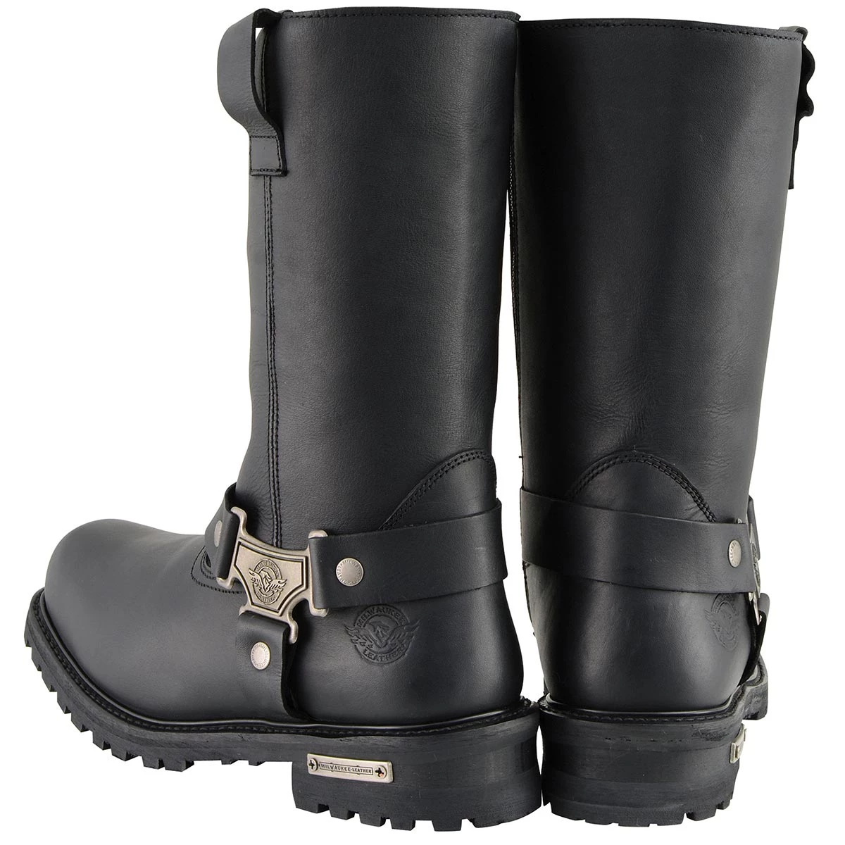 Milwaukee Leather MBM9061WP Men’s Black 11-inch 'Wide Width' Waterproof Harness Square Toe Boot Riding Gear