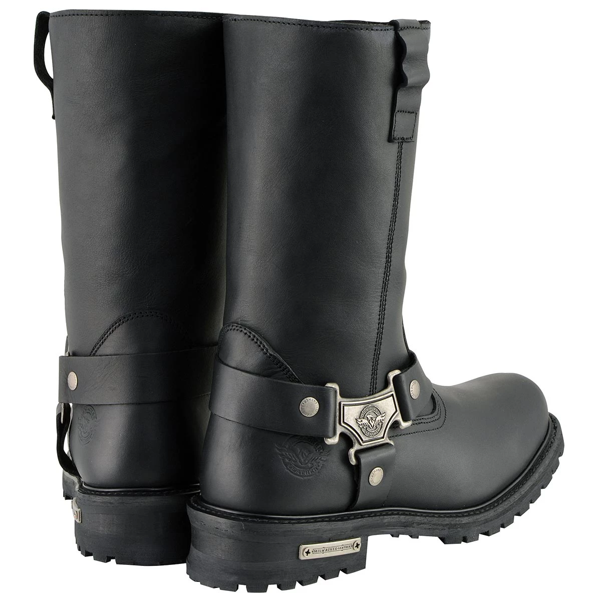 Milwaukee Leather MBM9061WP Men’s Black 11-inch 'Wide Width' Waterproof Harness Square Toe Boot Riding Gear