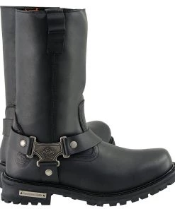 Milwaukee Leather MBM9061WP Men’s Black 11-inch'Wide Width' Waterproof Harness Square Toe Boot Riding Gear