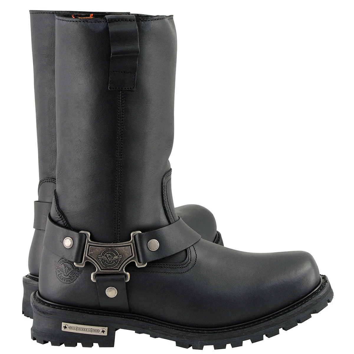 Milwaukee Leather MBM9061WP Men’s Black 11-inch 'Wide Width' Waterproof Harness Square Toe Boot Riding Gear