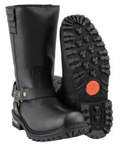 Milwaukee Leather MBM9061WP Men’s Black 11-inch'Wide Width' Waterproof Harness Square Toe Boot Riding Gear