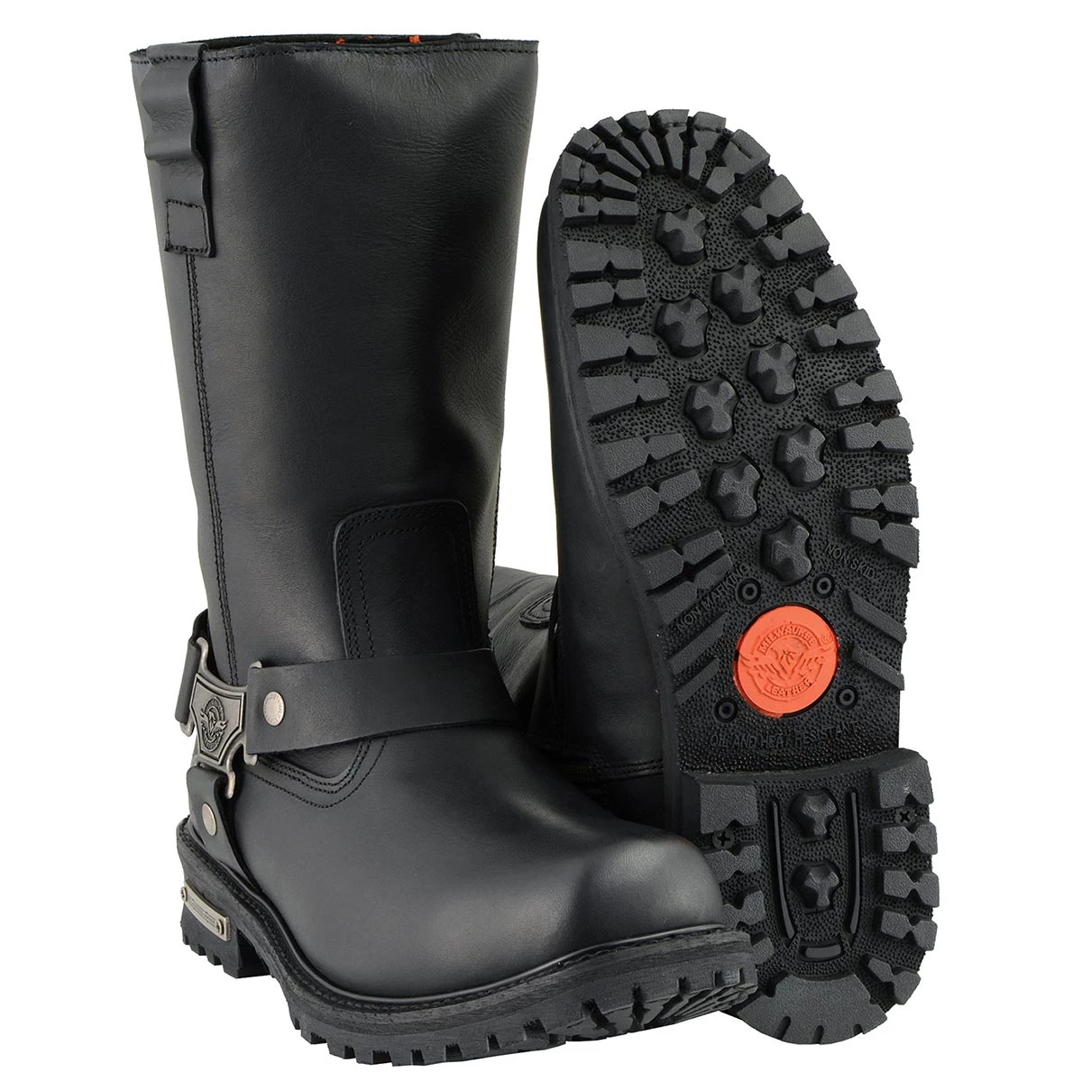 Milwaukee Leather MBM9061WP Men’s Black 11-inch 'Wide Width' Waterproof Harness Square Toe Boot Riding Gear