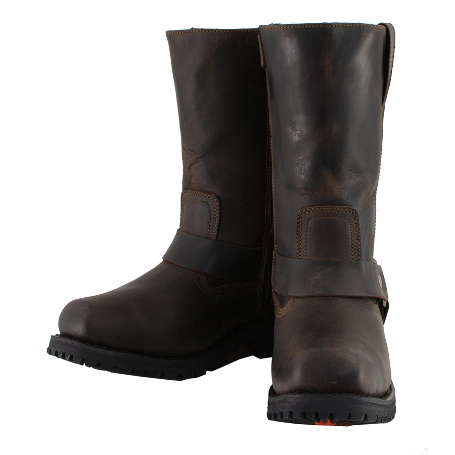 Milwaukee Leather MBM9062 Men's Classic 11 Inch Dark Brown Harness Square Toe Boots
