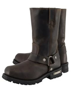 Milwaukee Leather MBM9062 Men's Classic 11 Inch Dark Brown Harness Square Toe Boots