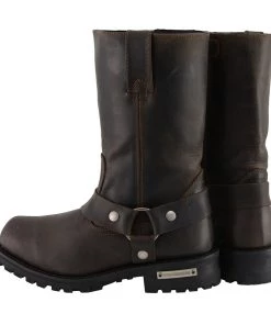 Milwaukee Leather MBM9062 Men's Classic 11 Inch Dark Brown Harness Square Toe Boots